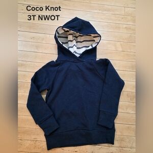 Navy Blue Hoodie with Striped Lining
